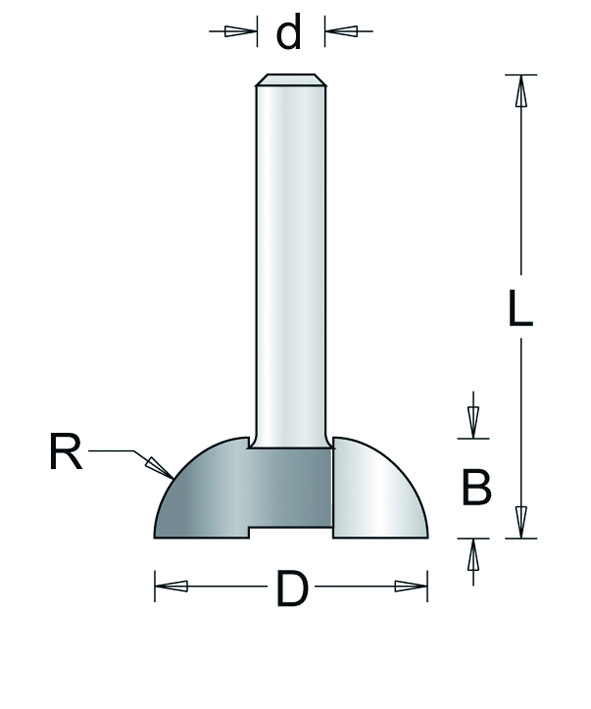 163-6 HM Vingergreepfrees voor Kastdeurtjes R=6,5 d=6